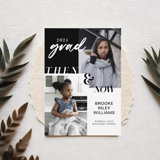 Through the Years - Now & Then Graduation 2 Photo 招待状