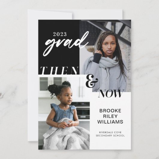 Through the Years - Now & Then Graduation 2 Photo 招待状 (正面)