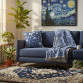 Throw Blanket - Floral Blue & White Design スローブランケット