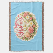 Throw Blanket happy Mother's Day floral wreath woo スローブランケット (正面縦)