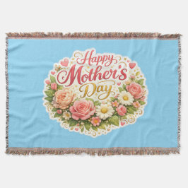 Throw Blanket happy Mother's Day floral wreath woo スローブランケット