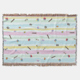 Throw Blanket – Sports & Stripes Pastel Racing  スローブランケット