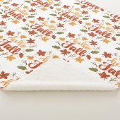 Throw Blanket with Hello Fall Pattern and Autumn シェルパブランケット (3/4)