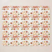 Throw Blanket with Hello Fall Pattern and Autumn シェルパブランケット (正面(横))