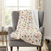 Throw Blanket with Hello Fall Pattern and Autumn フリースブランケット