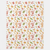 Throw Blanket with Hello Fall Pattern and Autumn フリースブランケット (正面)