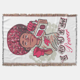 Throw Blanket – YOUTH Power アフロ＆ブームボックス アーバン スローブランケット