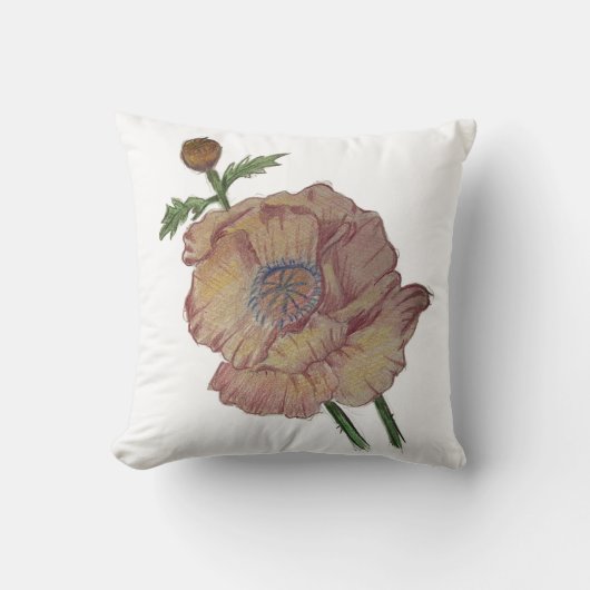 Throw Cushion Watercolour Pencil Flower クッション (正面)