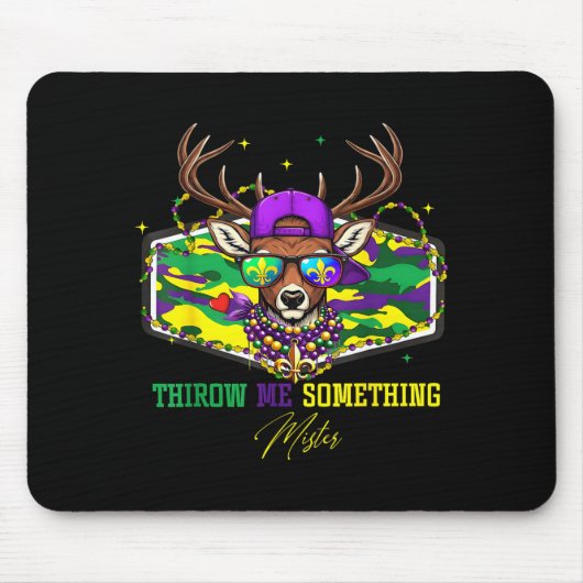 Throw Me Soing Mister Mardi Gras Deer Beads Fleur  マウスパッド (正面)