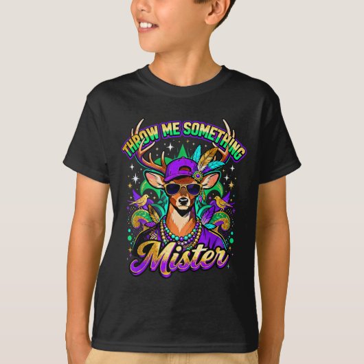 Throw Me Soing Mister Mardi Gras Deer Design  Tシャツ (正面)