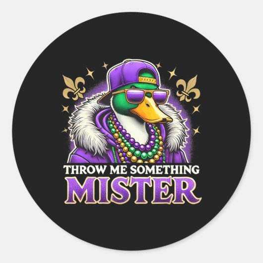 Throw Me Something Mister Mardi Gras Duck Festival ラウンドシール (正面)