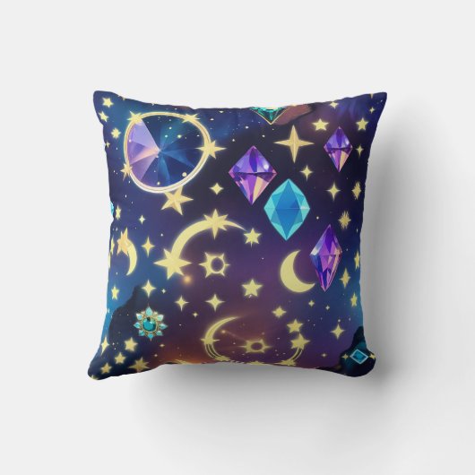 Throw Pillow - Alexandrite Sapphire Celestial Moon クッション (裏面)