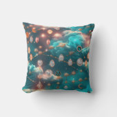 Throw Pillow - Aquamarine Diamond Celestial Moon クッション (正面)