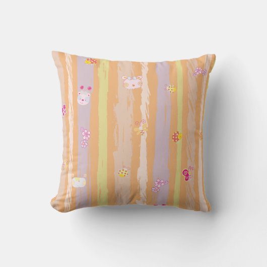 Throw Pillow – Baby Joy & Creatures Pastel Animal クッション (正面)