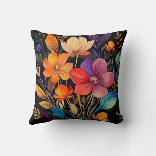 THROW PILLOW - Beautiful & Colorful Flowers クッション (裏面)