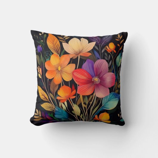 THROW PILLOW - Beautiful & Colorful Flowers クッション (正面)