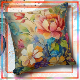 THROW PILLOW - Beautiful & Colorful Flowers #2 クッション