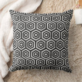 Throw Pillow Black White Hexagon Geometric Pattern クッション (ブランケット)
