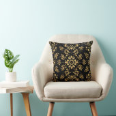 Throw Pillow black yellow pattern  クッション (椅子)