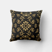 Throw Pillow black yellow pattern  クッション (裏面)