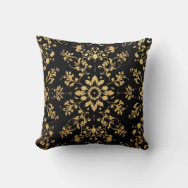 Throw Pillow black yellow pattern  クッション