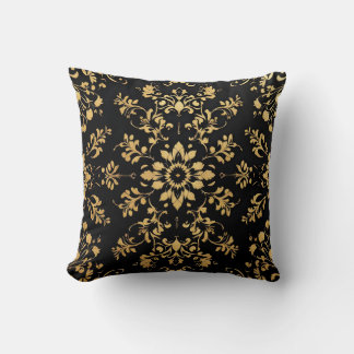 Throw Pillow black yellow pattern  クッション
