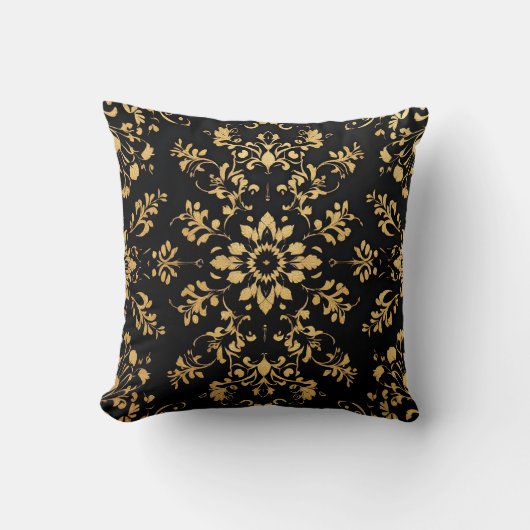 Throw Pillow black yellow pattern  クッション (正面)