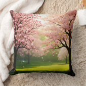 Throw Pillow Blooming Trees Over Green Fields クッション (ブランケット)