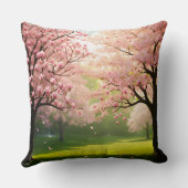 Throw Pillow Blooming Trees Over Green Fields クッション (裏面)