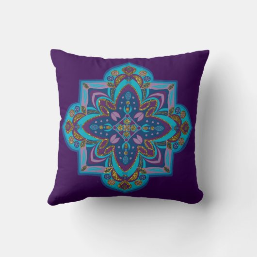 Throw pillow - blue and purple mandala クッション (裏面)