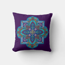 Throw pillow - blue and purple mandala クッション