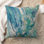 Throw pillow - blue, aqua, yellow abstract クッション (ブランケット)