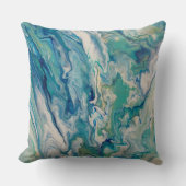 Throw pillow - blue, aqua, yellow abstract クッション (正面)