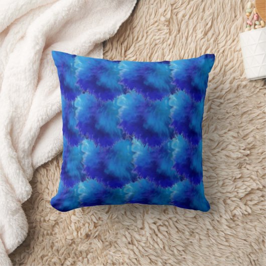 Throw Pillow Blue art クッション (ブランケット)