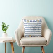 Throw Pillow Blue & White Stripe Blessings  クッション (椅子)