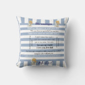 Throw Pillow Blue & White Stripe Blessings  クッション (正面)