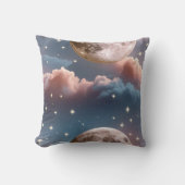 Throw Pillow - Blush Peach Sky Blue Celestial Moon クッション (正面)