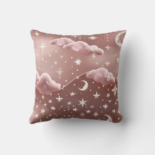 Throw Pillow - Blush Pink Celestial Moon Phases クッション (裏面)