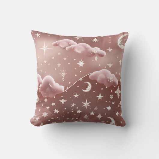 Throw Pillow - Blush Pink Celestial Moon Phases クッション (正面)