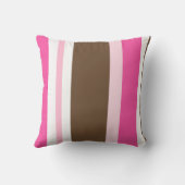 Throw Pillow Brown & Pink Stripe クッション (裏面)