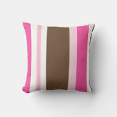 Throw Pillow Brown & Pink Stripe クッション (正面)