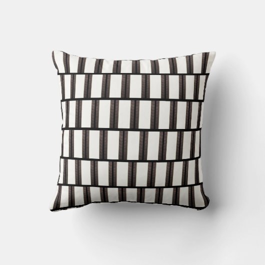 Throw Pillow Brown & White Black Stripe Square クッション (裏面)