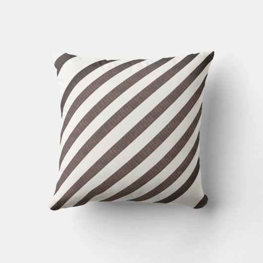 Throw Pillow Brown & White Stripe クッション (裏面)