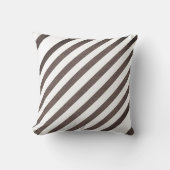 Throw Pillow Brown & White Stripe クッション (正面)