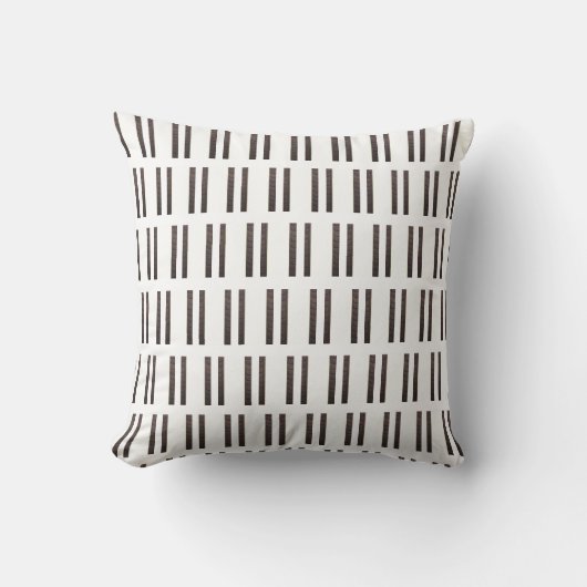 Throw Pillow Brown & White Stripe クッション (正面)