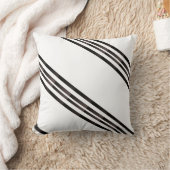 Throw Pillow Brown & White Stripe クッション (ブランケット)