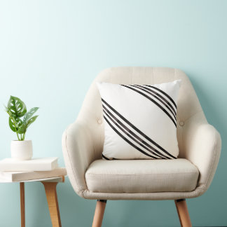 Throw Pillow Brown & White Stripe クッション