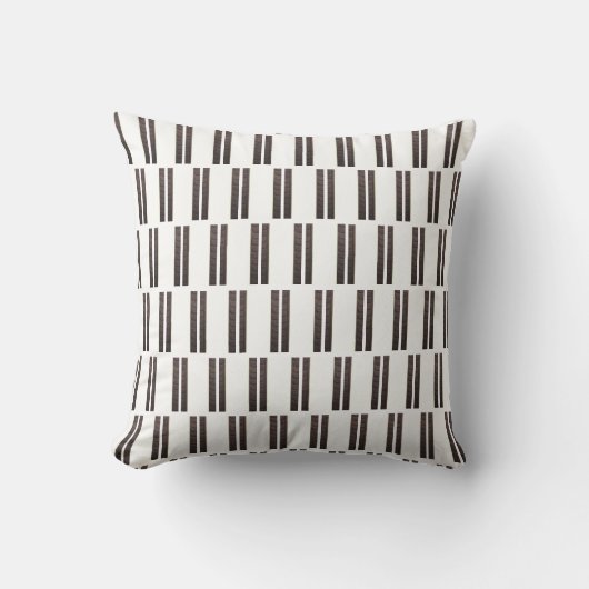 Throw Pillow Brown & White Stripe Double Square クッション (正面)