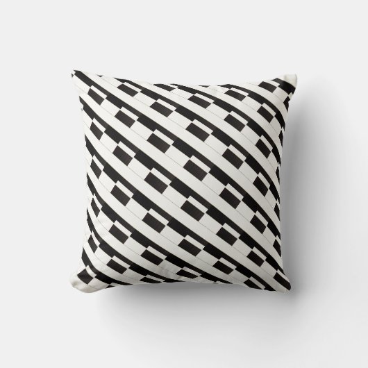 Throw Pillow Brown & White Stripe Square クッション (正面)
