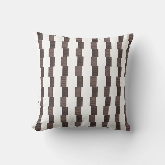 Throw Pillow Brown & White Stripe Square クッション (正面)